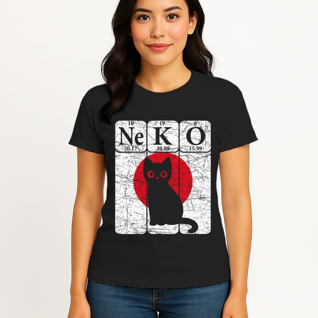 Japanese Cat Periodic Table Elements Kawaii Neko Japanese Womens T-Shirt