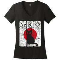 Japanese Cat Periodic Table Elements Kawaii Neko Japanese Women's V-Neck T-Shirt