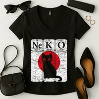 Japanese Cat Periodic Table Elements Kawaii Neko Japanese Women's V-Neck T-Shirt