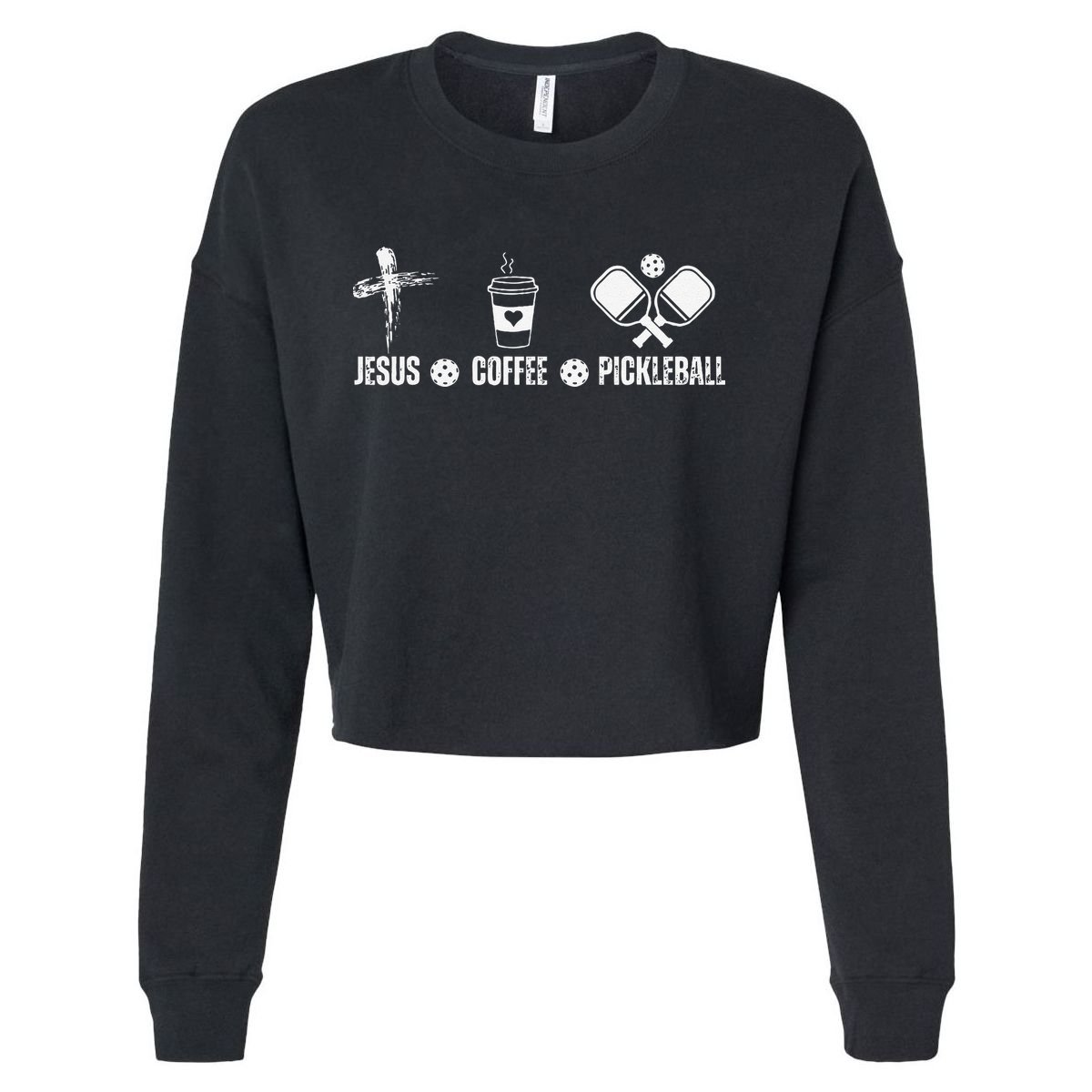 Jesus Coffee Pickleball Funny Christian Pickleball Lovers Cropped Pullover Crew