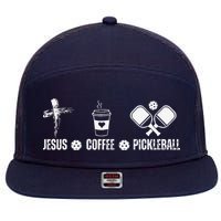 Jesus Coffee Pickleball Funny Christian Pickleball Lovers 7 Panel Mesh Trucker Snapback Hat