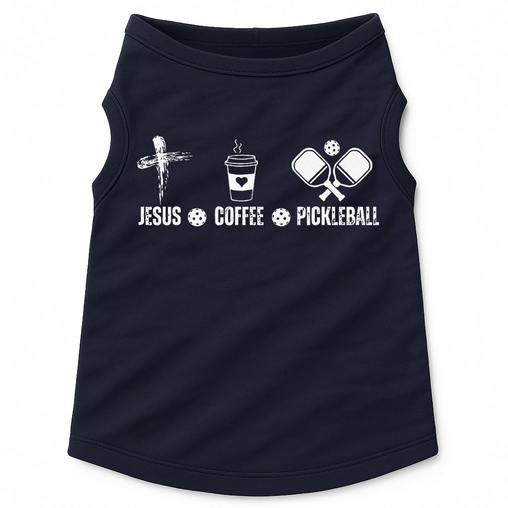 Jesus Coffee Pickleball Funny Christian Pickleball Lovers Doggie Tank