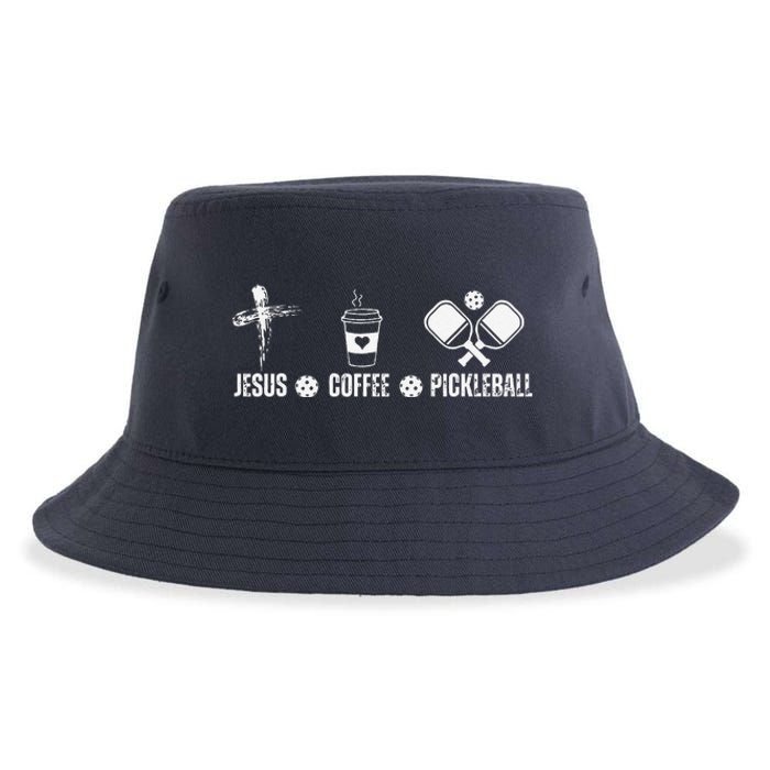 Jesus Coffee Pickleball Funny Christian Pickleball Lovers Sustainable Bucket Hat