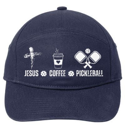 Jesus Coffee Pickleball Funny Christian Pickleball Lovers 7-Panel Snapback Hat