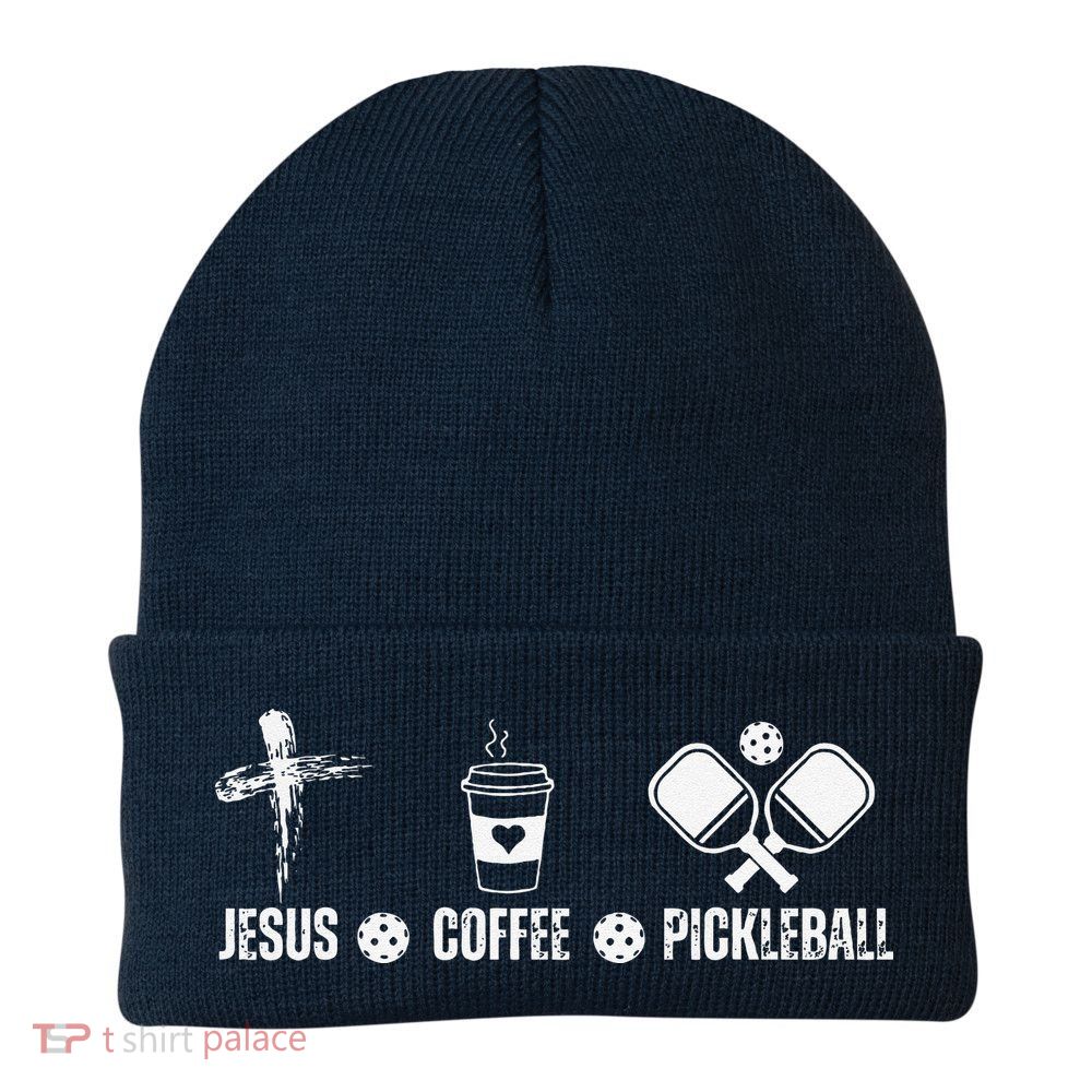Jesus Coffee Pickleball Funny Christian Pickleball Lovers Beanie