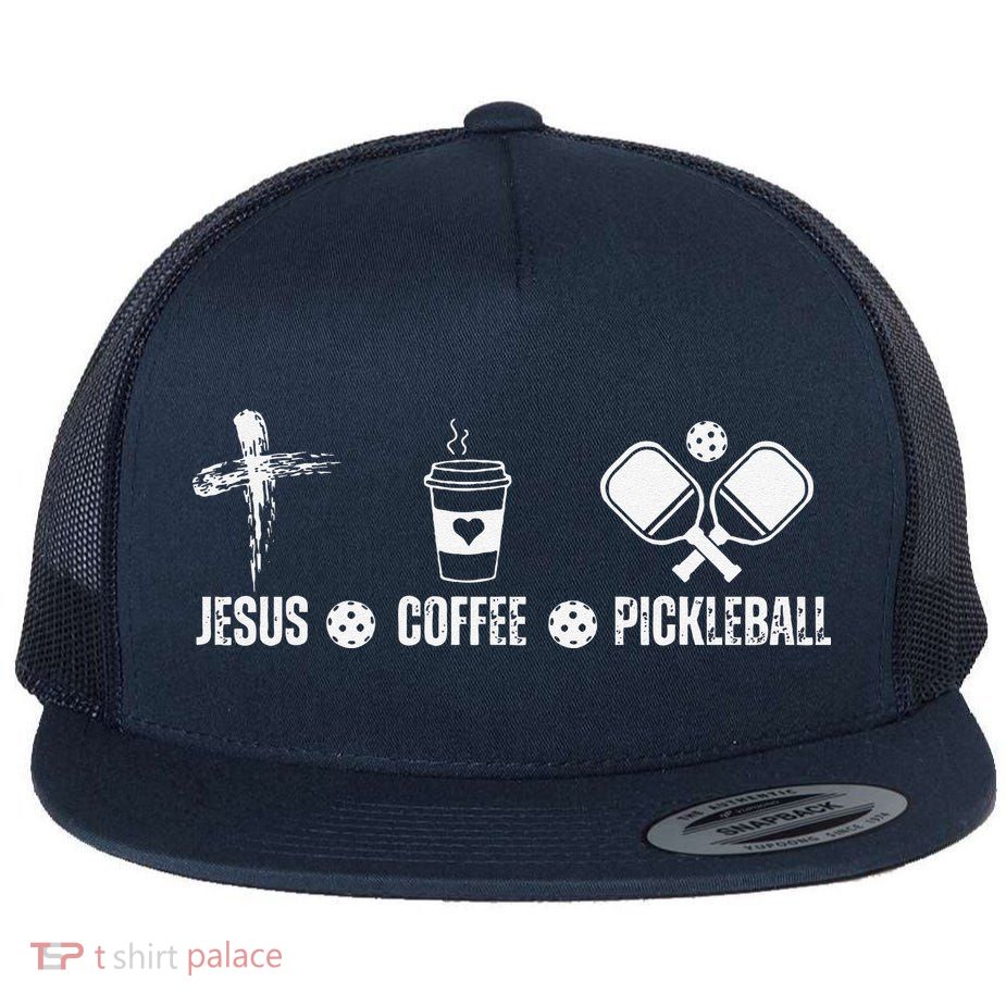 Jesus Coffee Pickleball Funny Christian Pickleball Lovers Flatbill Hat