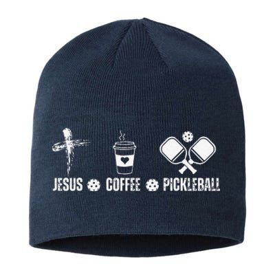 Jesus Coffee Pickleball Funny Christian Pickleball Lovers Sustainable Beanie