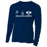 Jesus Coffee Pickleball Funny Christian Pickleball Lovers Cooling Performance Long Sleeve Crew