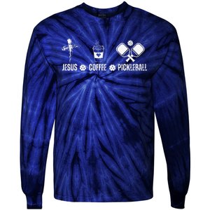 Jesus Coffee Pickleball Funny Christian Pickleball Lovers Tie-Dye Long Sleeve Shirt