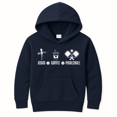 Jesus Coffee Pickleball Funny Christian Pickleball Lovers Kids Hoodie