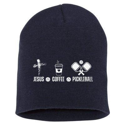 Jesus Coffee Pickleball Funny Christian Pickleball Lovers Short Acrylic Beanie