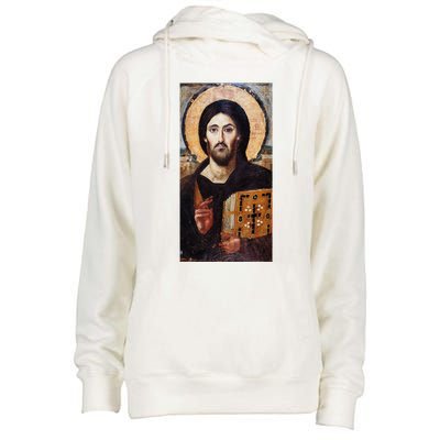 Jesus Christ Pantocrator Sinai Orthodox Christian Icon Gifts Womens Funnel Neck Pullover Hood