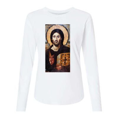 Jesus Christ Pantocrator Sinai Orthodox Christian Icon Gifts Womens Cotton Relaxed Long Sleeve T-Shirt