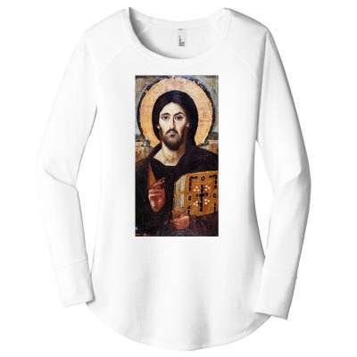 Jesus Christ Pantocrator Sinai Orthodox Christian Icon Gifts Women's Perfect Tri Tunic Long Sleeve Shirt