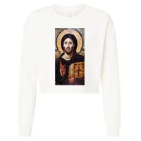 Jesus Christ Pantocrator Sinai Orthodox Christian Icon Gifts Cropped Pullover Crew