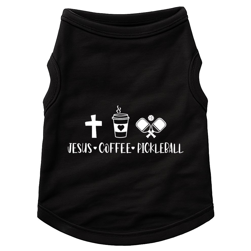 Jesus Coffee Picklenall Funny Christian Pickleball Lovers Doggie Tank