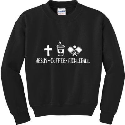 Jesus Coffee Picklenall Funny Christian Pickleball Lovers Kids Sweatshirt