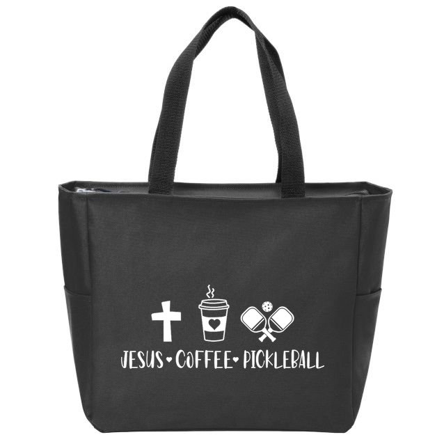 Jesus Coffee Picklenall Funny Christian Pickleball Lovers Zip Tote Bag