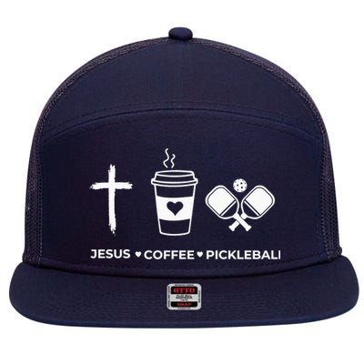 Jesus Coffee Pickleball 7 Panel Mesh Trucker Snapback Hat