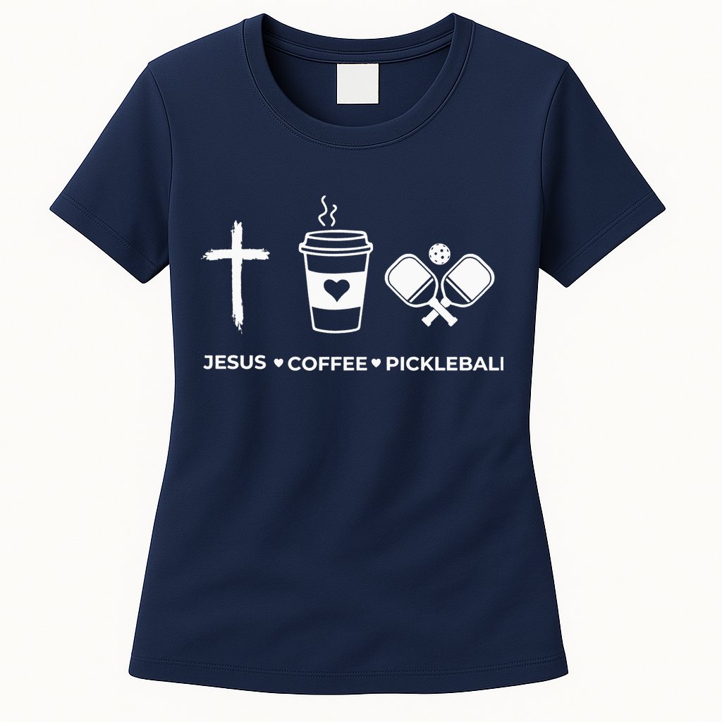 Jesus Coffee Pickleball Womens T-Shirt