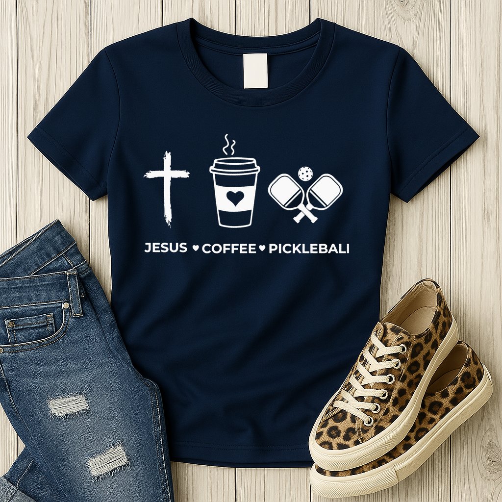 Jesus Coffee Pickleball Womens T-Shirt