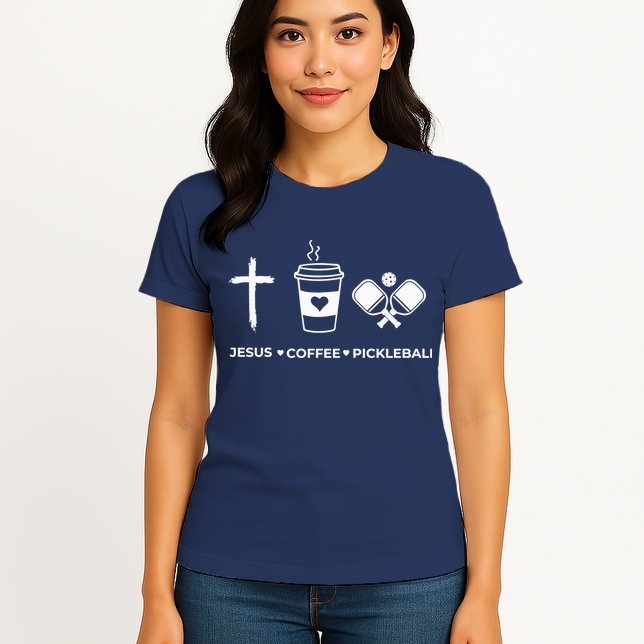Jesus Coffee Pickleball Womens T-Shirt