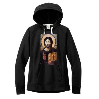 Jesus Christ Pantocrator Sinai Orthodox Christian Icon Gifts Women's Fleece Hoodie