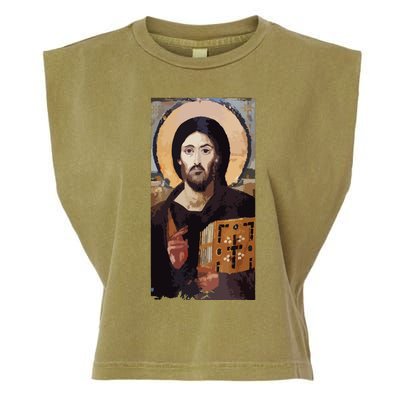 Jesus Christ Pantocrator Sinai Orthodox Christian Icon Gifts Garment-Dyed Women's Muscle Tee