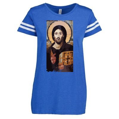 Jesus Christ Pantocrator Sinai Orthodox Christian Icon Gifts Enza Ladies Jersey Football T-Shirt