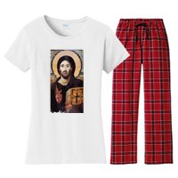 Jesus Christ Pantocrator Sinai Orthodox Christian Icon Gifts Women's Flannel Pajama Set