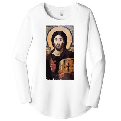 Jesus Christ Pantocrator Sinai Orthodox Christian Icon Gifts Women's Perfect Tri Tunic Long Sleeve Shirt