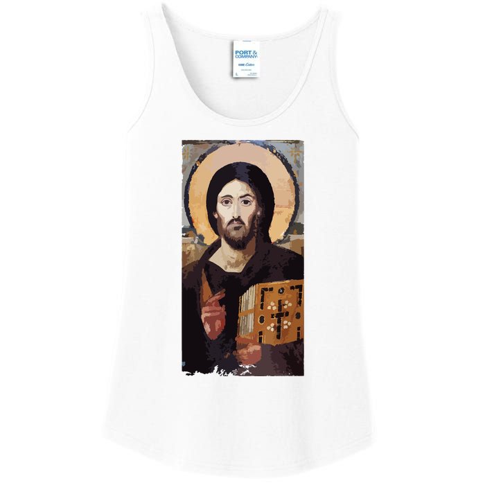 Jesus Christ Pantocrator Sinai Orthodox Christian Icon Gifts Ladies Essential Tank