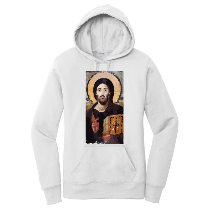 Jesus Christ Pantocrator Sinai Orthodox Christian Icon Gifts Women's Pullover Hoodie