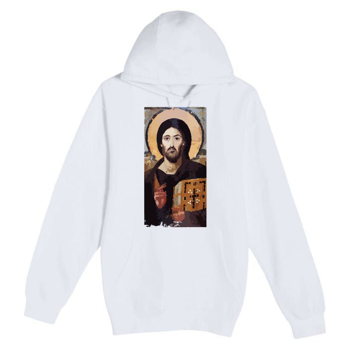 Jesus Christ Pantocrator Sinai Orthodox Christian Icon Gifts Premium Pullover Hoodie