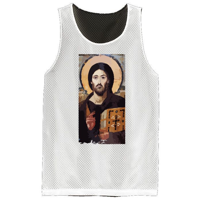 Jesus Christ Pantocrator Sinai Orthodox Christian Icon Gifts Mesh Reversible Basketball Jersey Tank