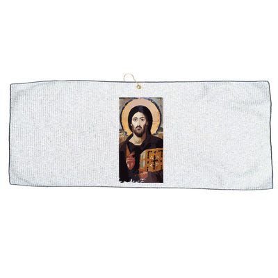 Jesus Christ Pantocrator Sinai Orthodox Christian Icon Gifts Large Microfiber Waffle Golf Towel