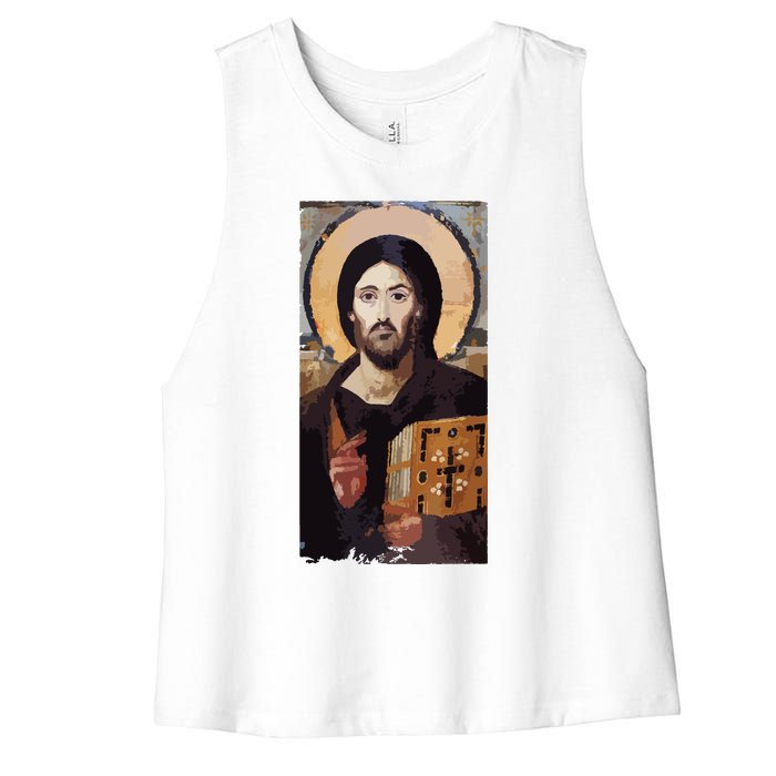 Jesus Christ Pantocrator Sinai Orthodox Christian Icon Gifts Women's Racerback Cropped Tank