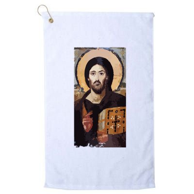 Jesus Christ Pantocrator Sinai Orthodox Christian Icon Gifts Platinum Collection Golf Towel