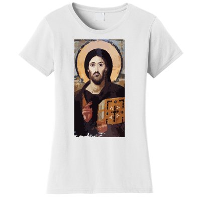 Jesus Christ Pantocrator Sinai Orthodox Christian Icon Gifts Women's T-Shirt