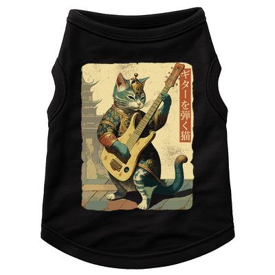 Japanese Cat Princess Playing The Electric Guitar Japanese Samurai Guitar Player Doggie Tank