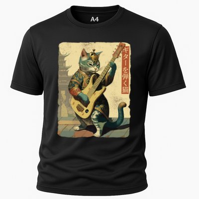 Japanese Cat Princess Playing The Electric Guitar Japanese Samurai Guitar Player Performance Shirt