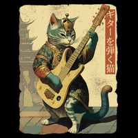 Japanese Cat Princess Playing The Electric Guitar Japanese Samurai Guitar Player Cooling Performance Crew T-Shirt