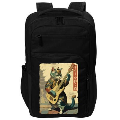 Japanese Cat Princess Playing The Electric Guitar Japanese Samurai Guitar Player Impact Tech Backpack