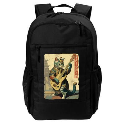 Japanese Cat Princess Playing The Electric Guitar Japanese Samurai Guitar Player Backpack