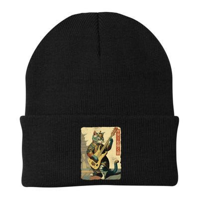 Japanese Cat Princess Playing The Electric Guitar Japanese Samurai Guitar Player Beanie
