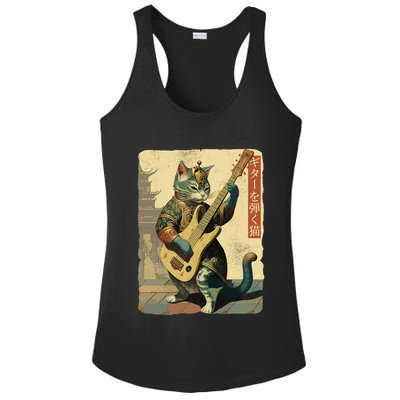 Japanese Cat Princess Playing The Electric Guitar Japanese Samurai Guitar Player Ladies PosiCharge Competitor Racerback Tank