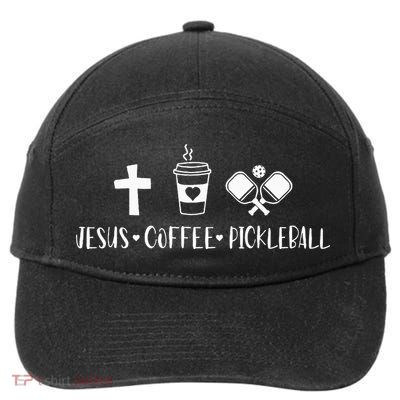 Jesus Coffee Picklenall Funny Christian Pickleball Lovers 7-Panel Snapback Hat