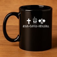 Jesus Coffee Picklenall Funny Christian Pickleball Lovers 11oz C Handle Ceramic Mug