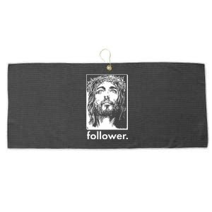 Jesus Christ Portrait Follower Large Microfiber Waffle Golf Towel