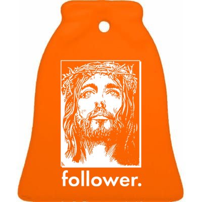 Jesus Christ Portrait Follower Ceramic Bell Ornament